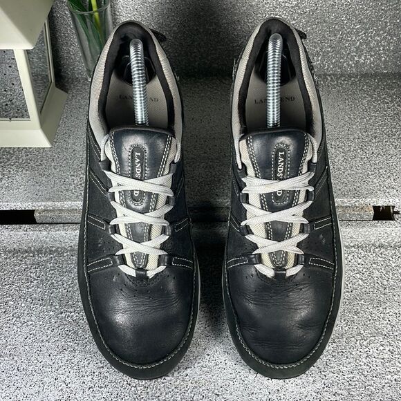 Lands' End Casual Black Leather Walking Sneakers Shoes Size 9 - Picture 3 of 9